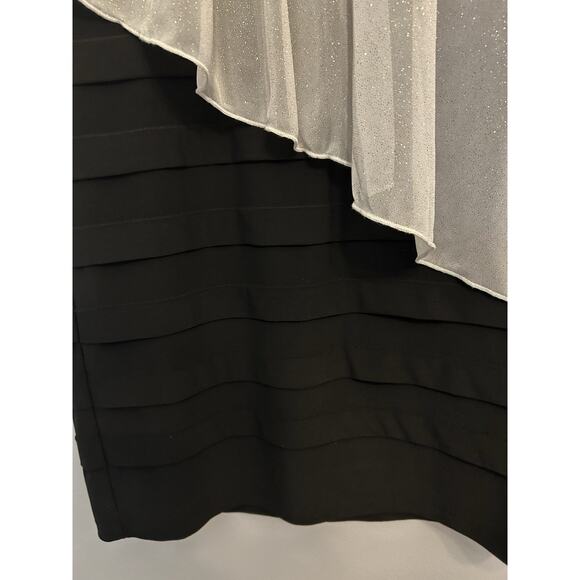 LUX Black Bondage Dress Layered Sheer White Sparkles Wedding Party Fairygoth 6 - Picture 4 of 7